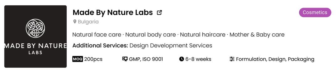 Manufacturer directory EU and skincare